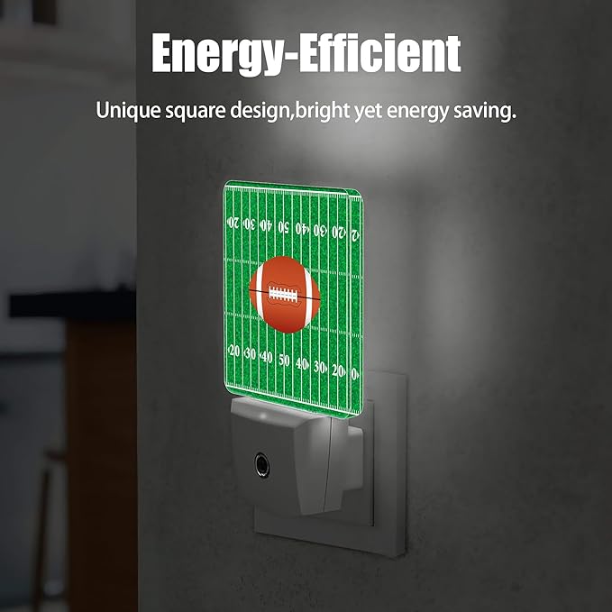 American Football Night Light, Ball Night Lights Plug into Wall Decor for Bedroom,Bathroom, Hallway, Kitchen, Dusk to Dawn Sensor Nightlights for Boys Girls Women Men Room Gifts