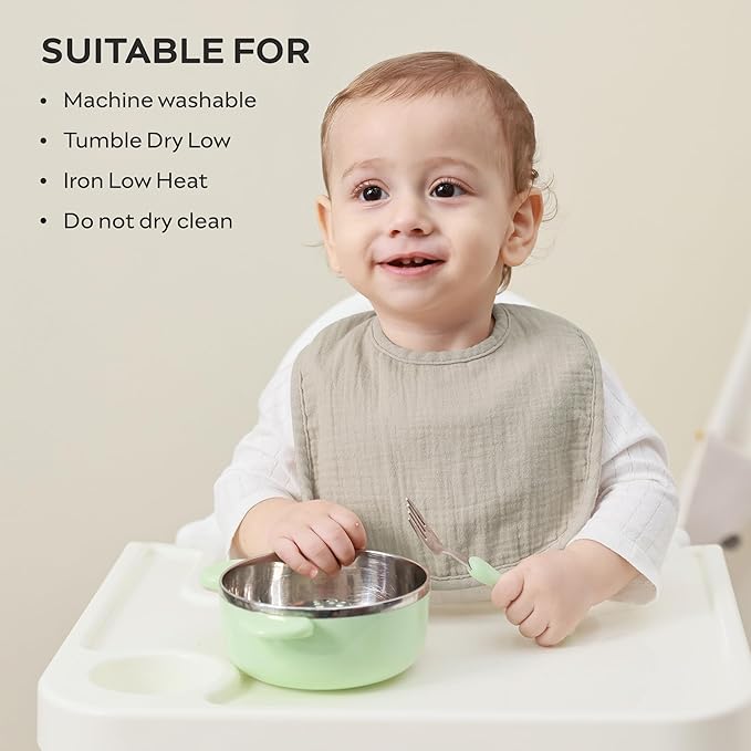 JELLYMONI Muslin Baby Bibs 8 Pack Baby Bandana Drool Bibs for Unisex Boys Girls, 100% Cotton Solid Colors Soft Square Teething Bibs for Newborn