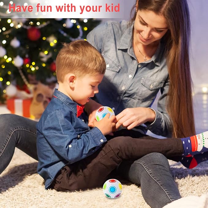 Vdealen Magic Rainbow Puzzle Ball, Fidget Ball Puzzle Brain Teaser Fidget Toy for Boys & Girls- Birthday Party Easter Valentines Christmas Stocking Stuffers for Kids Teen & Adults(White)