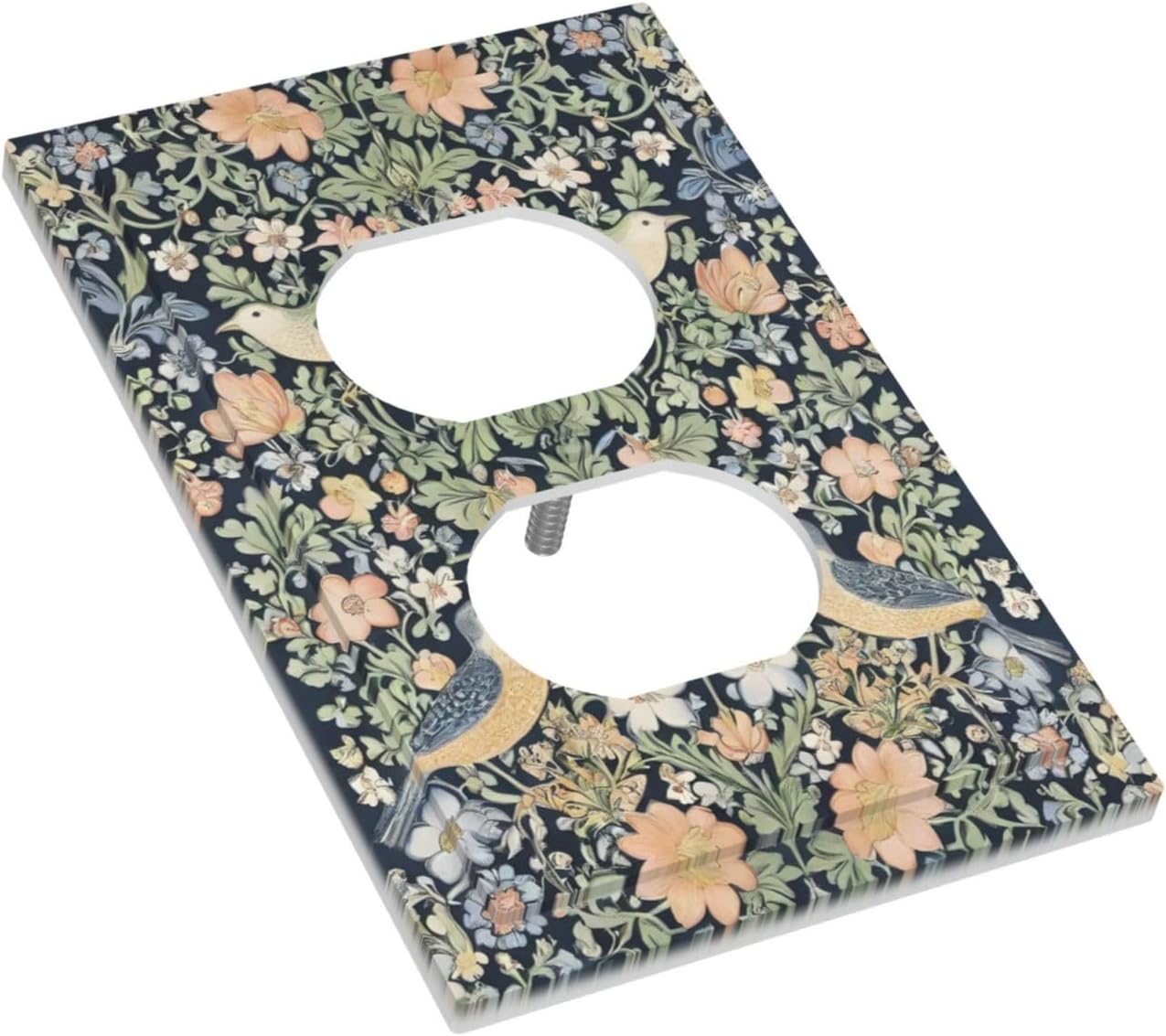 Decorative Outlet Covers Rustic Morris Birds Green Leaf Flower 1 Gang Duplex Light Switch Cover Plate Wall Plates for Electrical Outlets Switchplate Faceplate for Country Bedroom Home Decor