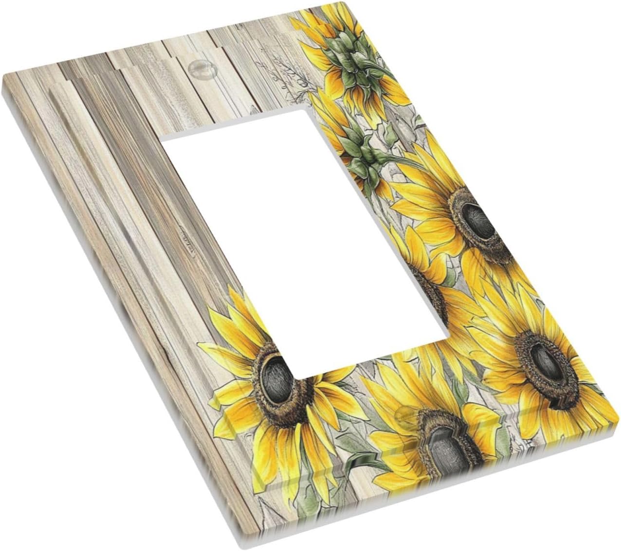 Decorative Outlet Covers Floral Sunflower Rustic Flower Vintage Wood 1 Gang Single Rocker Light Switch Cover Plate Wall Plates Gfci Faceplate For Farmhouse Cabin Decor