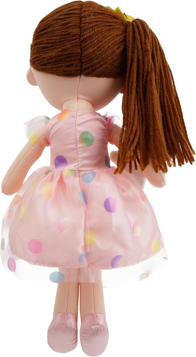June Garden 15" Playmate Buddies Molly - Soft Plush Doll with Her Stuffed Animal Companion Bunny - Polka Dot Dress for Kids 1 Year and Up