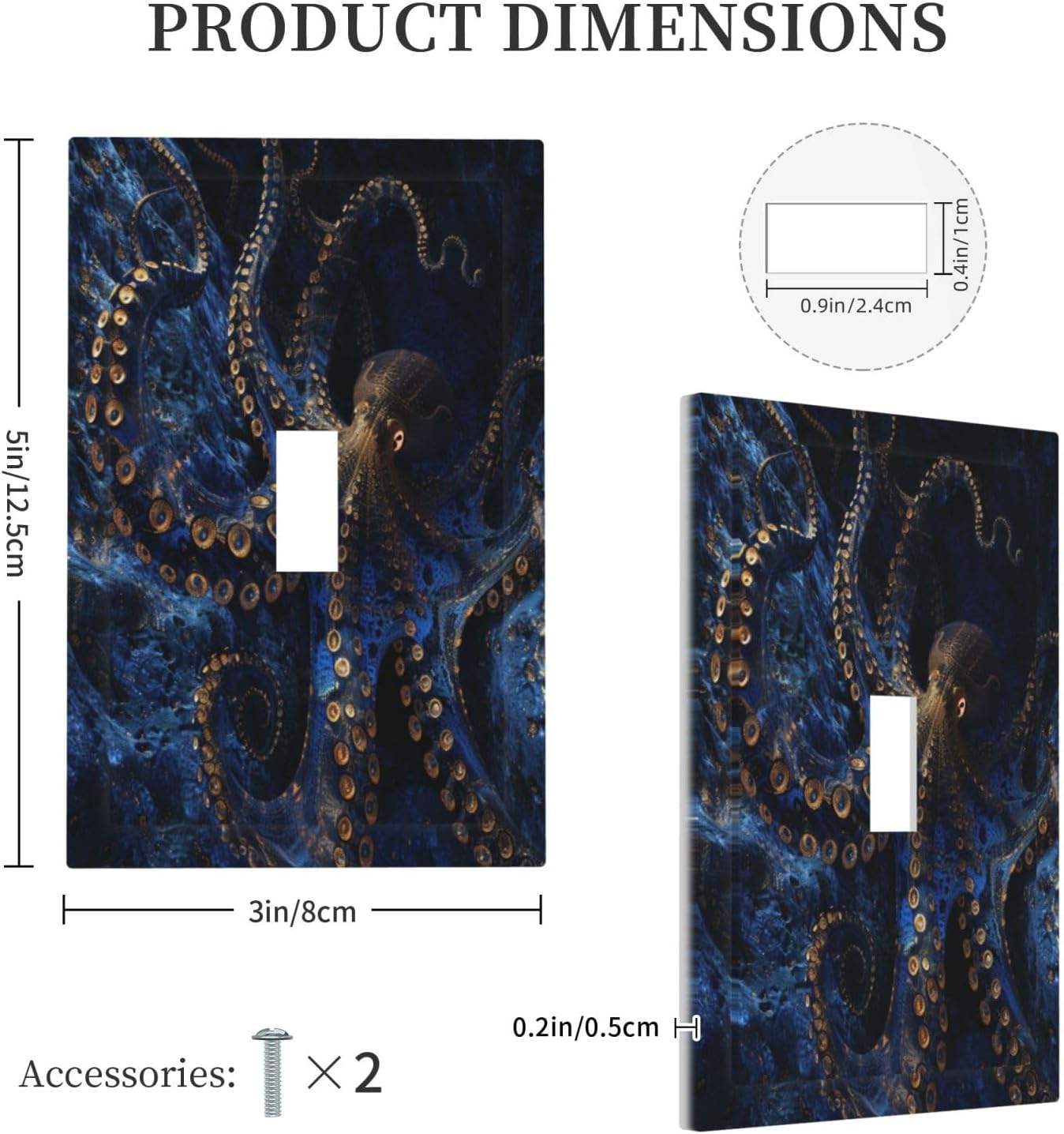 Decorative Switch Covers Plate Horror Night Blue Ocean Evil Octopus 1 Gang Wall Plate Unique Single Toggle Wall Cover Plate Jumbo Electrical Light Switch Plate Faceplate for Home Decor