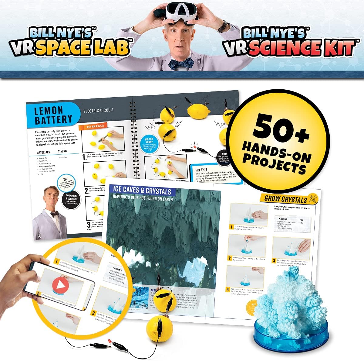 Bill Nye's VR Science Kit and VR Space Lab - Virtual Reality Kids Science Kit, Book and Interactive STEM Learning Activity Set (2 in 1 Combo Pack) - for Ages 8 and Up [Packing May Vary]