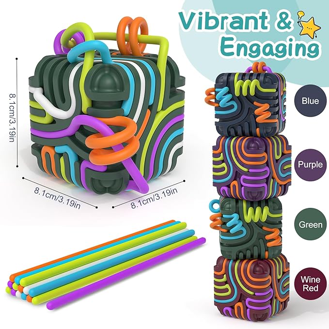 Sensory Toys for Kids with Autism & Autism Sensory Products - Upgraded 3D Silicone Fidget Cube & Activity Board for Kids & Adults, ADHD & Anxiety Relief, FDA Food Grade Quiet Travel Toys with Pouch