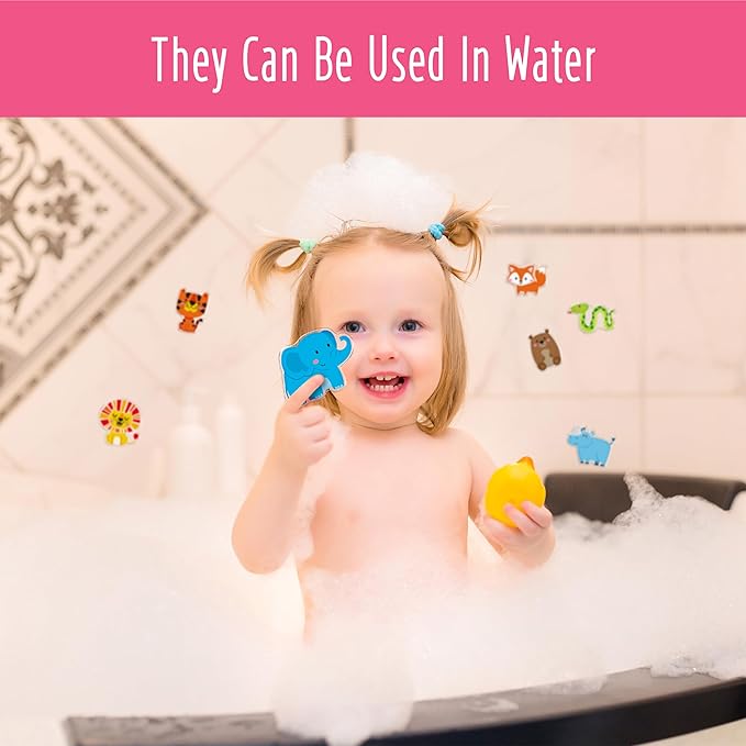 34PCS Wild Animal Jelly Stickers, Thick Window Door Clings Removable Reusable Gel Clings Decals for Kids Toddlers Adults Home Classroom Nursery Animal Theme Party Supplies Decorations (Not Edible)