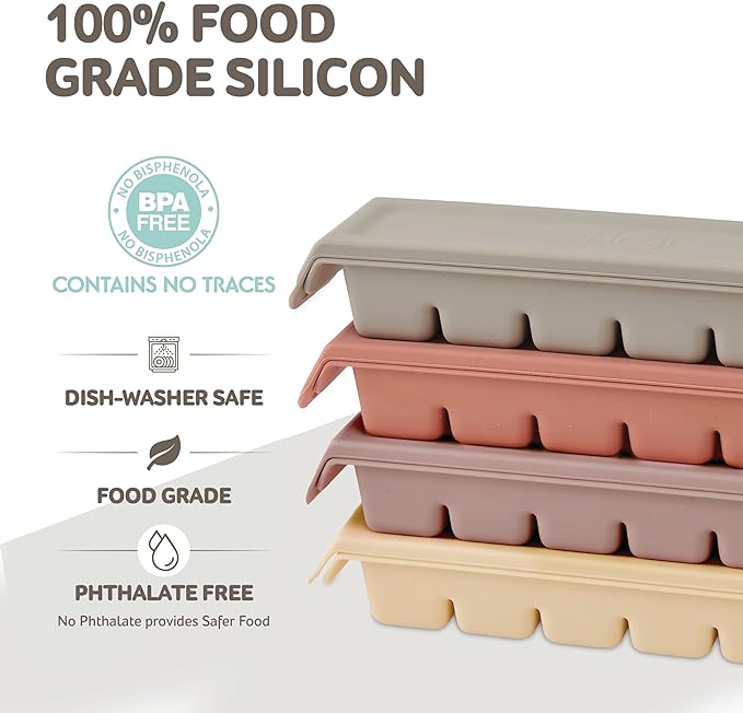 Silicone Freezer Trays with Lid, 0.7oz 12 Section - Leak Proof Silicone Freezer molds for Homemade Baby Food Breastmilk, Purees, Vegetables, Baby Food Jars Ice Tray with Lid BPA Free Indie Pink