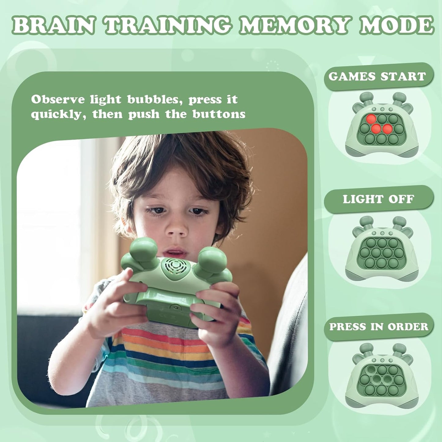 Quick Push Pop Games, St. Patrick's Day Pop Pro Light Up Fidget Toys Game, Stress Relief Decompression Push Puzzle Game Console Toys Bubble Pop Fidget Game Controller Handheld Travel Game Toys