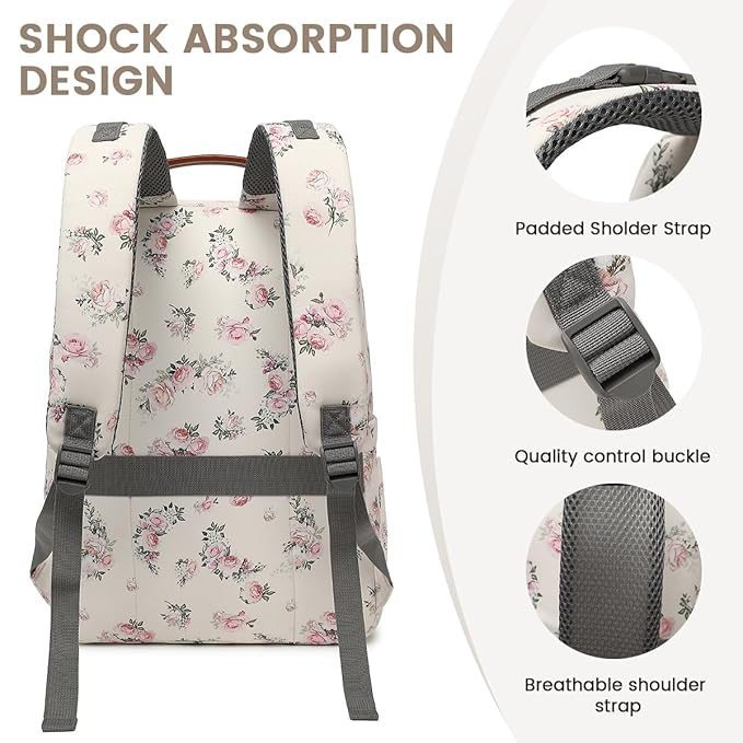 Diaper Bag Backpack, Large Baby Nappy Bags with Portable Changing Pad for Boys and GirlsMultifunction Travel Baby Bag for Moms Dads, Shower Gifts Waterproof and Stylish，Flower Beige