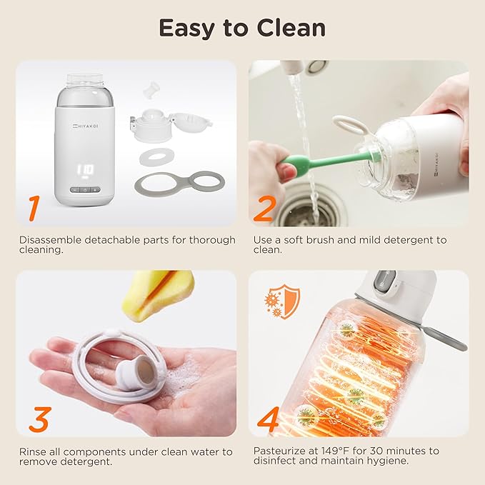 Portable Water and Milk Warmer, HIYAKOI Bottle Warmer On The Go Fast Heating for Baby Formula Breastmilk, 6 Hour Keep Warm, 9oz