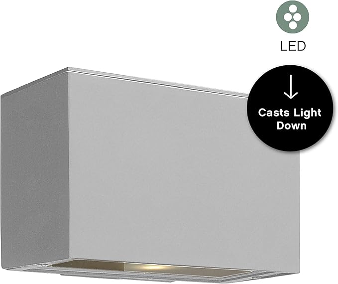 Hinkley Atlantis Extra Small Up/Down Wall Mount Outdoor Lantern - Aluminum, Etched Glass Lens, Integrated LED, Dark Sky - Titanium Finish