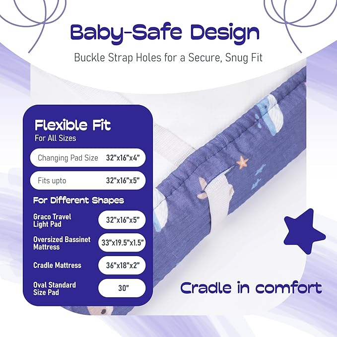 100% Muslin Changing Pad Cover Ultra Soft, Breathable, Secure Fit, Fade-Resistant Prints for Boys and Girls (Pack 2)