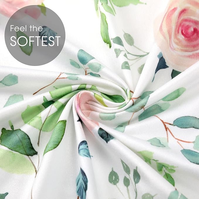 GRSSDER Stretchy Ultra Soft Baby Fitted Bassinet Sheet Set 2 Pack, Universal Cradle for Rectangle, Oval, or Hourglass Pad/Mattress, Pink Rose Sheets Girls