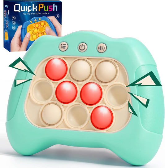 Fast Push Machine Light Up Fidget Toys for Kids Adults, Handheld Game for Kids 3-12, Quick Push Bubble Stress Toy, Sensory Toys Travel Games, Xmas Birthday Gifts for Boys Girls (Green)