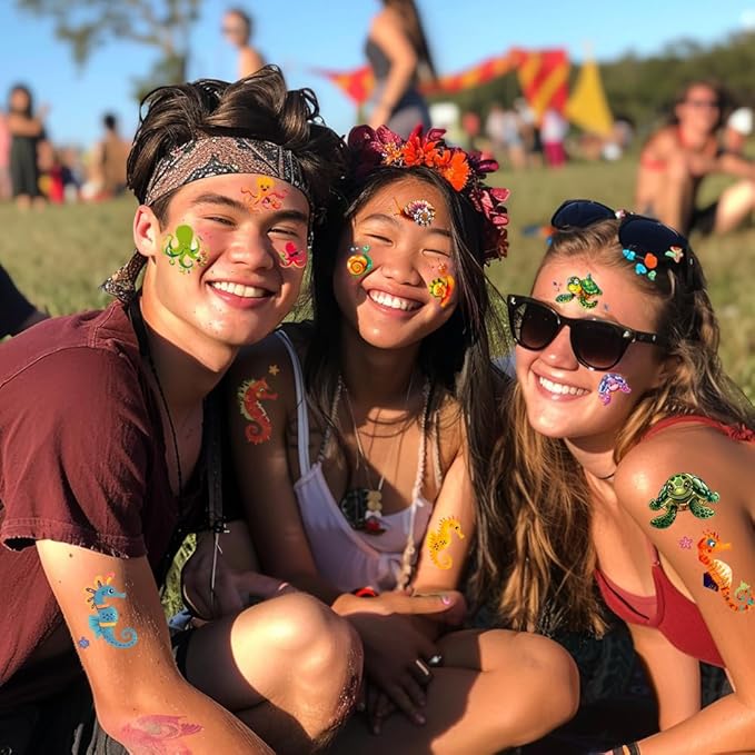 101+ Ocean Temporary Tattoos – Printable, Waterproof Fake Tattoos for Kids, Girls, Boys, Teens & Adults – Ideal for Birthday Parties, Decorations (A)