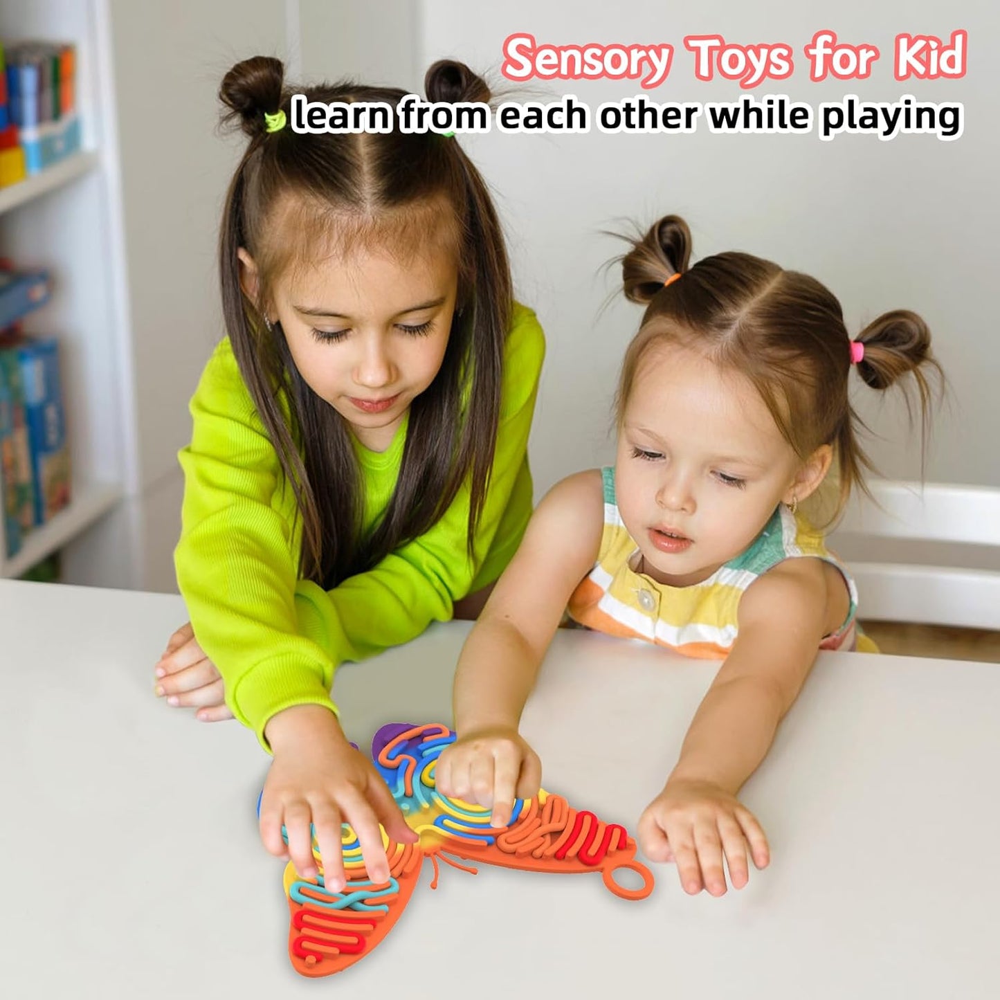 Silicone Sensory Activity Board,2 in 1 Busy Board for Fine Motor Skill, Montessori Fidget Toy for Calming, Stress, Anxiety, ADHD , Autism , Silent, No Mess , Kids 3+ & Adults(Colorful, Butterfly)