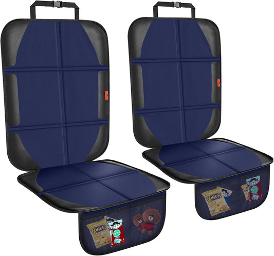 Car Seat Protector,2 Pack Automotive Seat Protectors Baby Carseat Pad Waterproof & Durable 600D Fabric for Child Baby Car Seat Mat Vehicle Pet Cover 2 Storage Pockets (Blue)