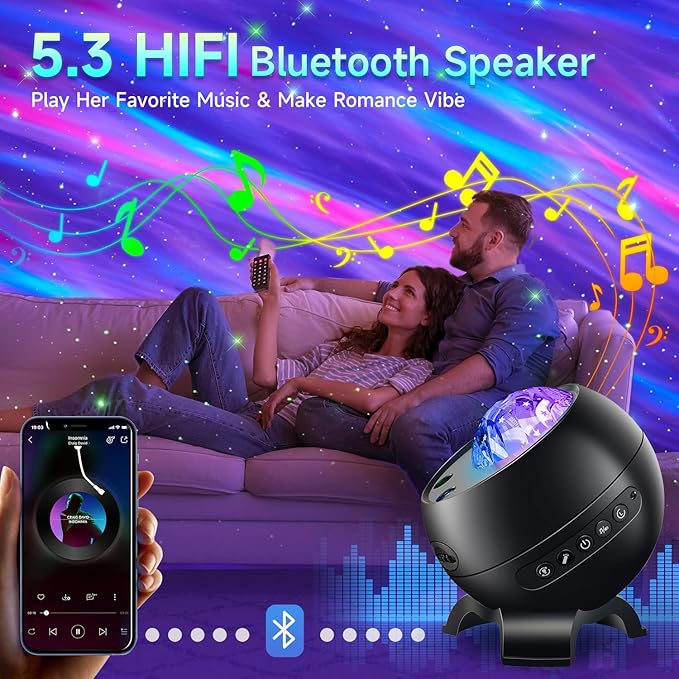 Northern Galaxy Light Projector, 300+Modes & 5 Films Star Projector, 15 White Noise & Bluetooth Northern Lights Projector,Moon Aurora Light Projector, Gifts Star Lights for Ceiling, Bedroom Decor