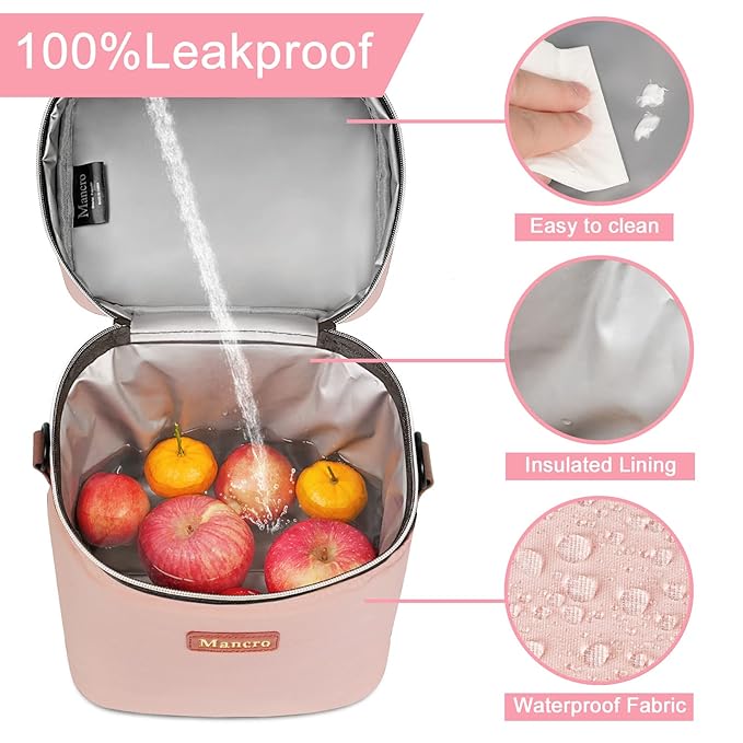 Mancro Baby Bottle Bag for Breastmilk, Breast Milk Cooler Bag with Ice Pack Fits 4 Milk Bottles Up to 9 Ounce with Adjustable Shoulder Strap, Lnsulation Breast Milk Cooler Travel Gifts, Pink