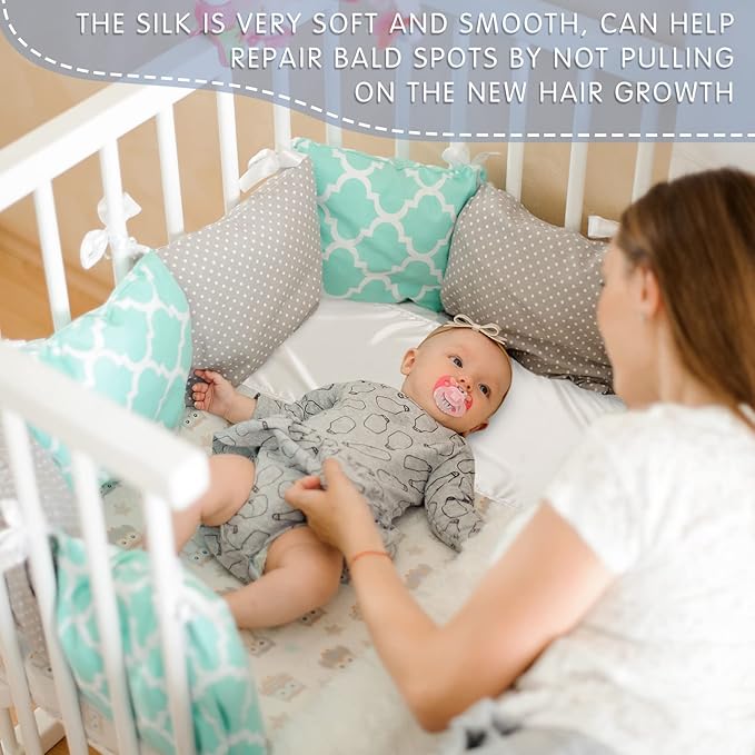 Hosuly 2 Pcs Satin Bassinet Sheet Baby Hair Soft Silk Feeling Sheet Baby Bassinet for Rectangle Cradle Pad Mattress Boys Girls Newborn Infant(Gray and White)