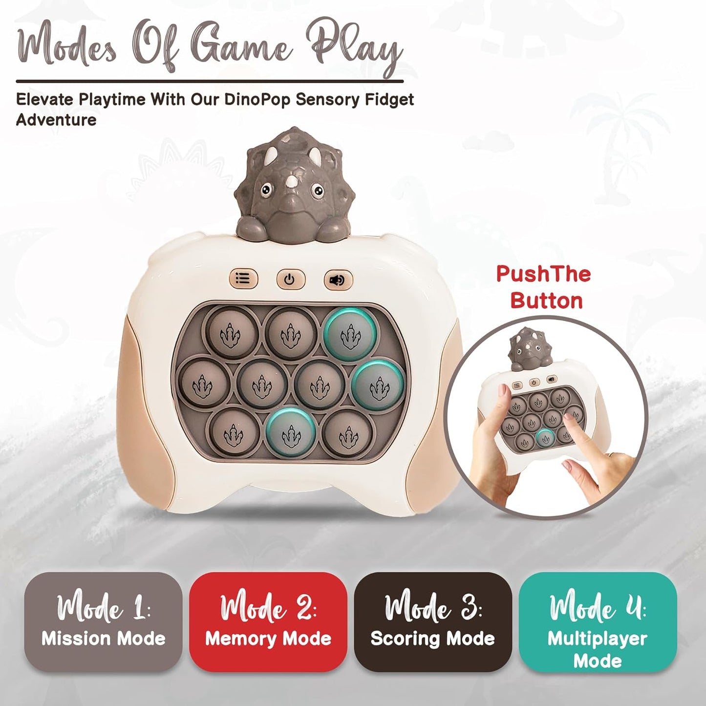 Triceratops Quick Push Pop Game It Fidget Toys Pro for Kids Adults, Handheld Game Fast Puzzle Game Machine, Push Bubble Stress Toy, Party Favors, Birthday Gifts for Boys and Girls (Triceratops)