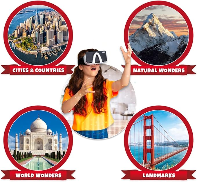 Abacus Brands Virtual Reality World Atlas Gift Box - Illustrated Interactive VR Atlas and STEM Learning Activity Set - for Ages 8 and Up