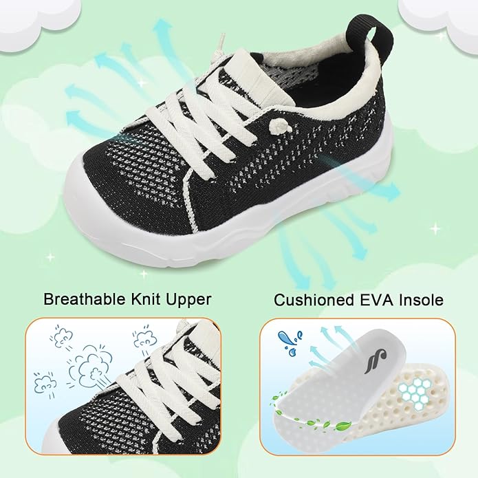 JIASUQI Toddler Shoes for Boys Girls Slip on Sneakers Wide Toe Walking Shoes Toddler Sock Shoes