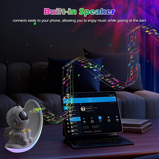 Galaxy Projector - Astronaut Galaxy Projector with Built In Speaker, Remote Star Projector for Bedroom & Ceiling, Night Light for Kids, Adults, Party/Room Decor, Christmas/Birthday Gift