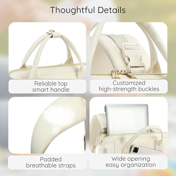 AIJIEKE Diaper Bag, Large Wide-Open Baby Diaper Backpack, Multi-functional Baby Travel Tote Bag, Diaper Bag with Changing Pad, Diaper Bags for Mom & Maternity (Beige)