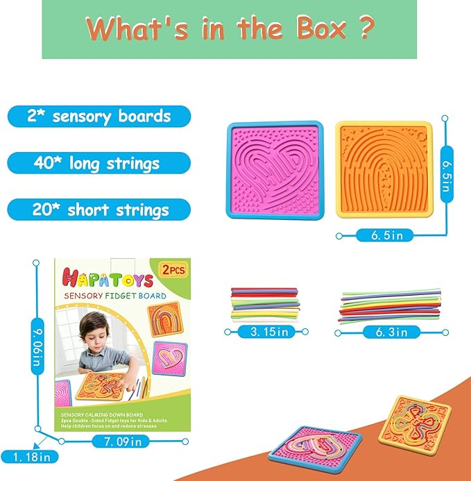 Sensory Activity Board Toys for Kids: 2Pack Double-Sided Sensory Fidget Toys for Stress Anxiety & Calming with Travel Bag | Christmas Stocking Stuffers Toys for Toddler Boys & Girls Ages 3 4 5 6 7 8