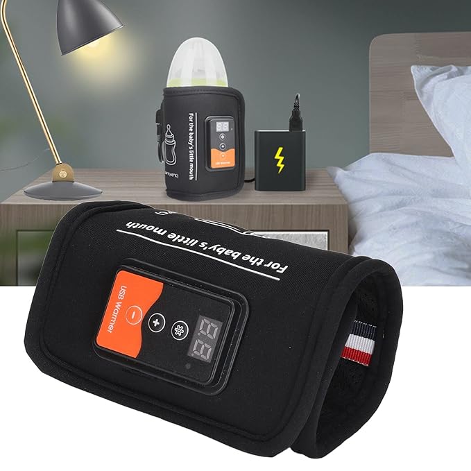 Bottle Warmer, Milk Warmer Bag Constant Temperature Quick Heating with LCD Display and Accurate Temperature Control Car Heat Thermal Breast USB Bottle Warmer for Home Outdoor Indoor Traveling Driving