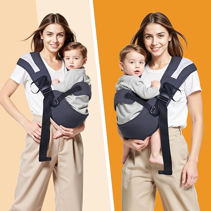 Toddler Carrier Sling for Newborn to Toddler, Ring Sling Baby Carrier 15–55 lbs with Breathable & Anti-Slip Seat Cushion for Comfort, Lightweight Travel-Friendly (Dark Gray)