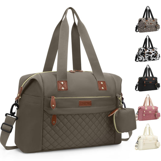 Diaper Bag Tote, Diaper Baby Bags with Pacifier Case, Shoulder Straps, Stroller Clips, Waterproof Large Mommy Bag Maternity Bag Travel Baby Bag for Mom and Dad, khaki