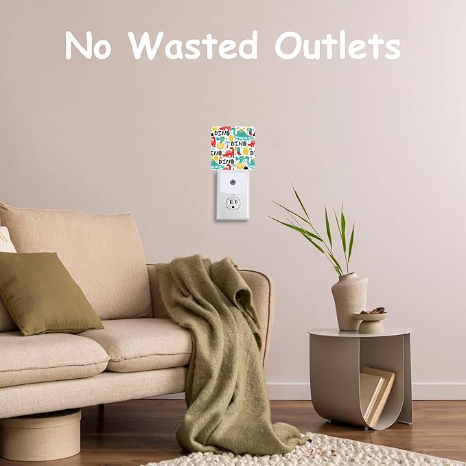 Funny Cartoon Dinosaurs Night Light for Kids Girls Boys,Colorful Dino LED Night Light Plug into Wall with Dusk to Dawn Sensor for Room Decor,Hallway,Kitchen,Bathroom,Nursery,Stairs