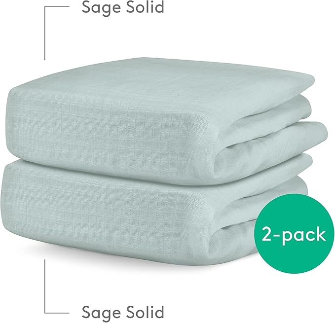 Newton Baby Fitted Single Layer Crib Sheet (2-Pack) - Ultra Breathable and Soft, Organic Cotton, Fits All Standard Cribs, Sage