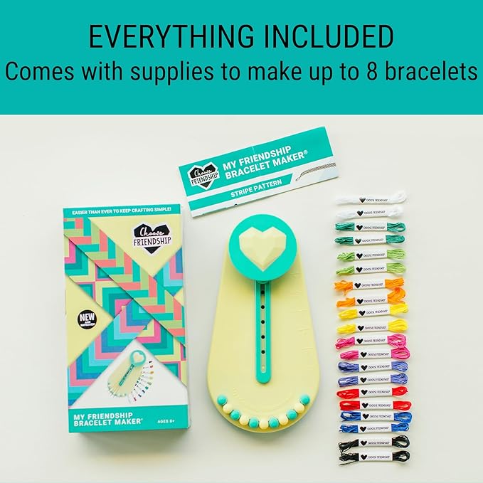 Choose Friendship Bracelet Making Kit – DIY Craft Loom for Kids Ages 8+, New & Improved Design, Includes 20 Threads, Makes 8 Bracelets, Yellow “Taffy”
