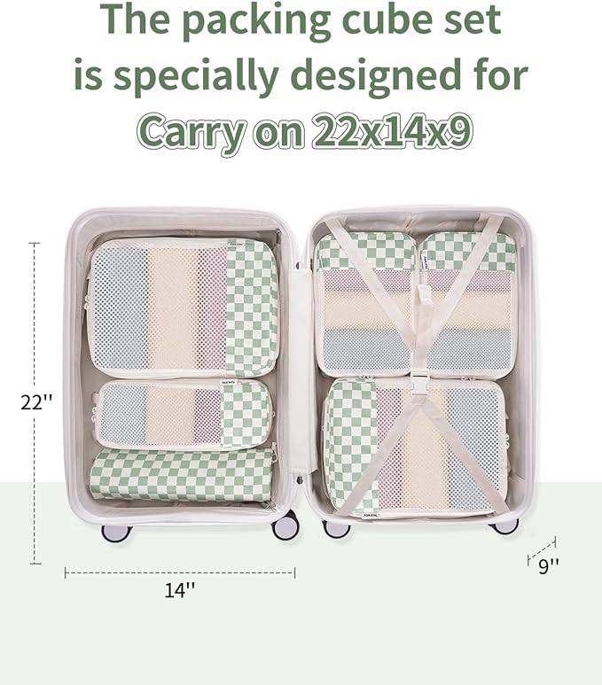 Narwey 6 Set Compression Packing Cubes for Travel Kids Women Carry on, Packing Organizers Bag for Backpack Luggage Suitcase Duffle Bags
