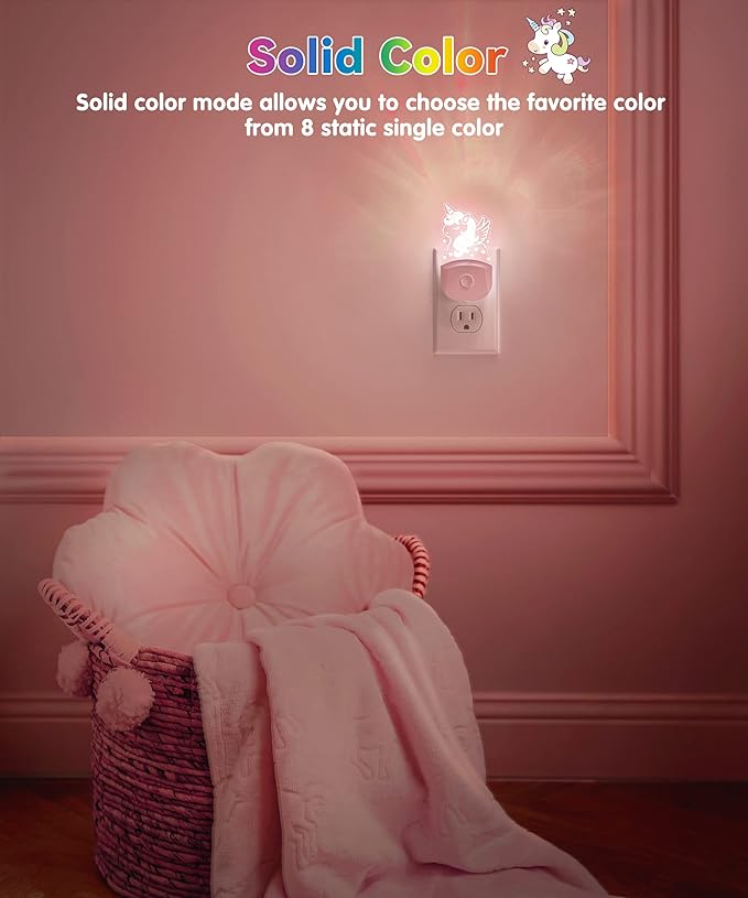 L LOHAS LED Night Light for Kids[2 Pack], Night Lights Plug into Wall with Dusk to Dawn, LED Cute Night Light, Color Changing Nightlight, Birthday Gifts for Girls, Kids, Room Decor