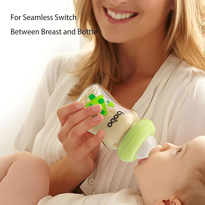 YOHKOH PPSU Baby Bottle Wide Neck, Newborn Anti-Colic Baby Bottle with Natural Response Nipple, Streamlined Body, Easy to Clean (5.4oz (Pack of 2), Green)