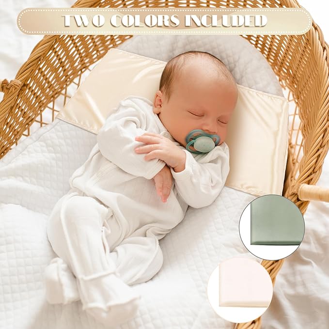 Hosuly 2 Pcs Satin Bassinet Sheet Baby Hair Soft Silk Feeling Sheet Baby Bassinet for Rectangle Cradle Pad Mattress Boys Girls Newborn Infant(Green and White)