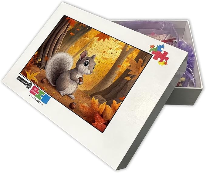 1000 Piece Jigsaw Puzzle - Autumn Squirrel - Adult Animal Jigsaw Puzzle, Wooden Puzzle, Promote Hand-Eye Coordination, Family and Friends Gathering, Family Puzzle