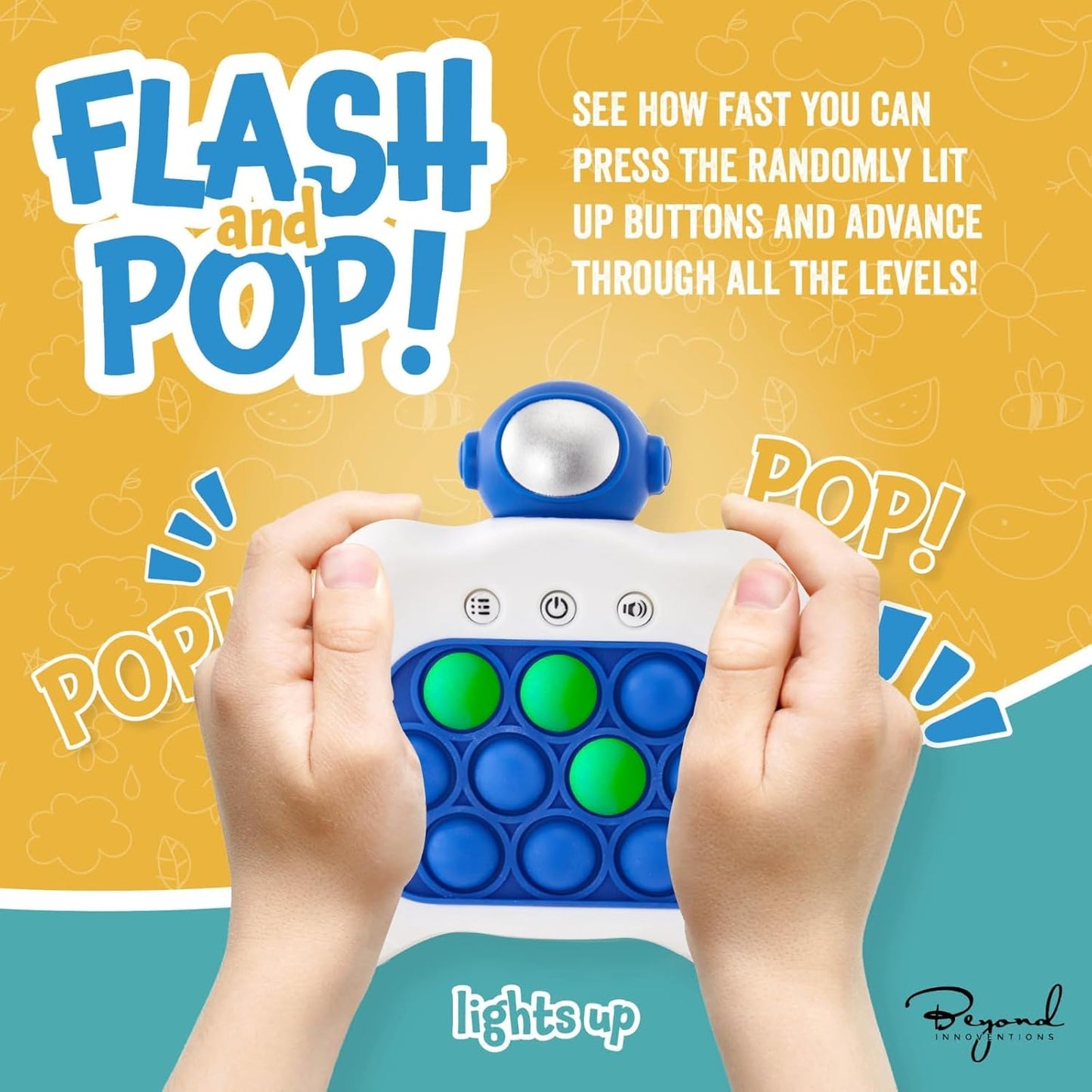 Fast Push Game | Pop It Game Light Up Fidget Toy | The Fidget Game | Quick Push Bubble Game for Educational and Memory Growth | Speed Push Pop Game Push Game Fidget Toy (Blue Astronaut)