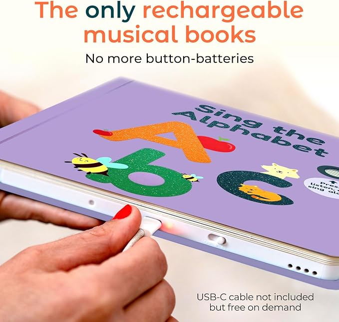 Cali's Books Alphabet Book for Toddlers 1-3 - Learn ABC, Musical Books for Kids, Interactive Talking Baby Toddler Sound Book, Educational Song Learning Toys, Singing and Speech Music Toy for Babies