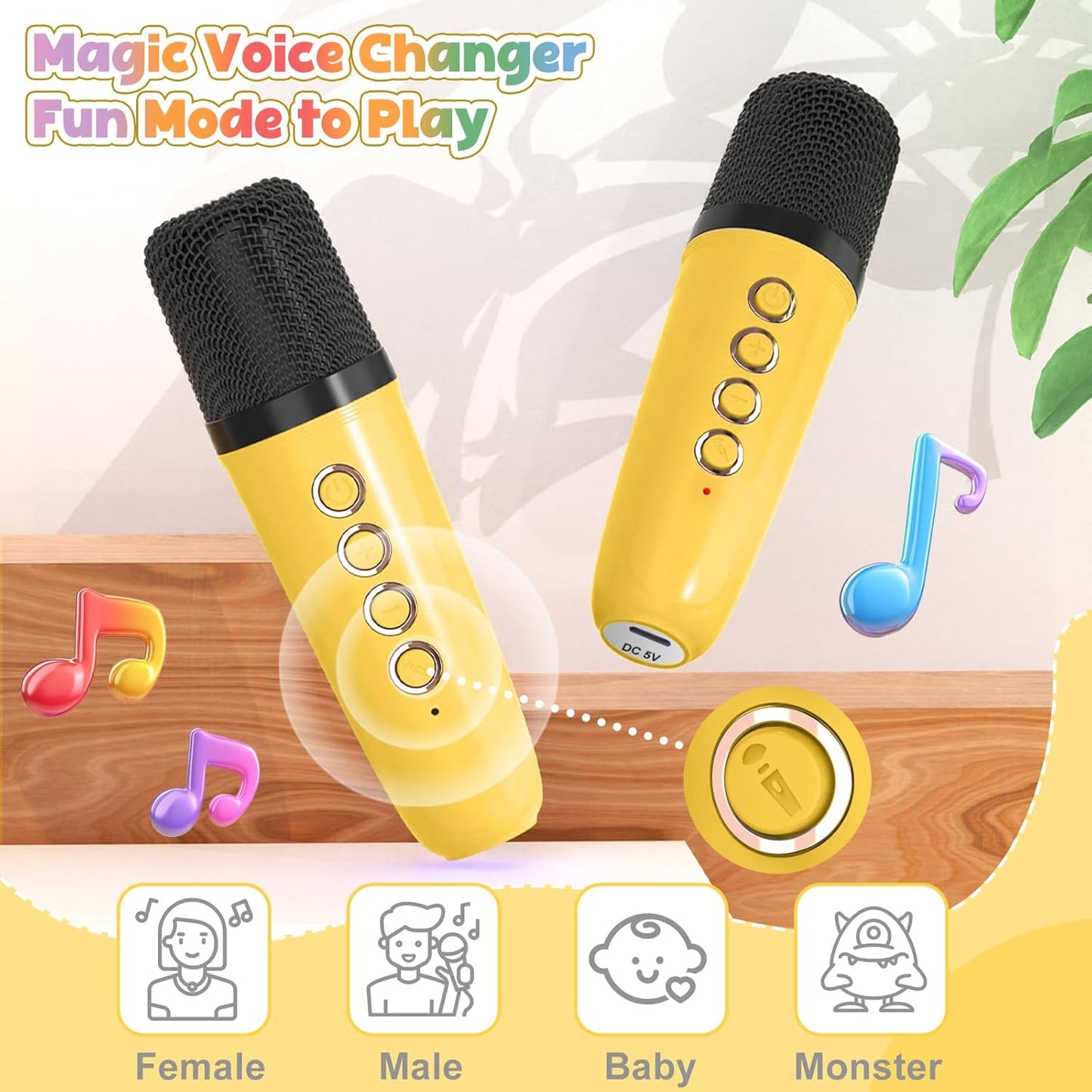 FLUESTON Mini Karaoke Machine for Kids Adults, Portable Bluetooth Speaker with 2 Wireless Microphones, Birthday Kids Gifts Toys for Girls Ages 3, 4, 5, 6, 7, 8, 9,10,11,12+ Years Old