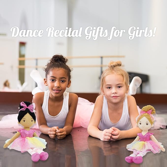 June Garden 16" Ballerina Princess Stella - Stuffed Plush Soft Doll - Pink Outfit - Gift for Toddlers and Little Girls