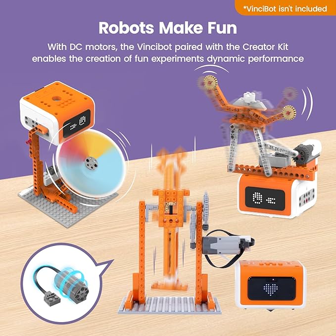 Matatalab Creator Kit, Add-on Pack for VinciBot Coding Robot, 434+ Building Blocks STEM Educational Kit with 20 Building Cases, DIY Building Science Experiment Kit for Kids Ages 8-12