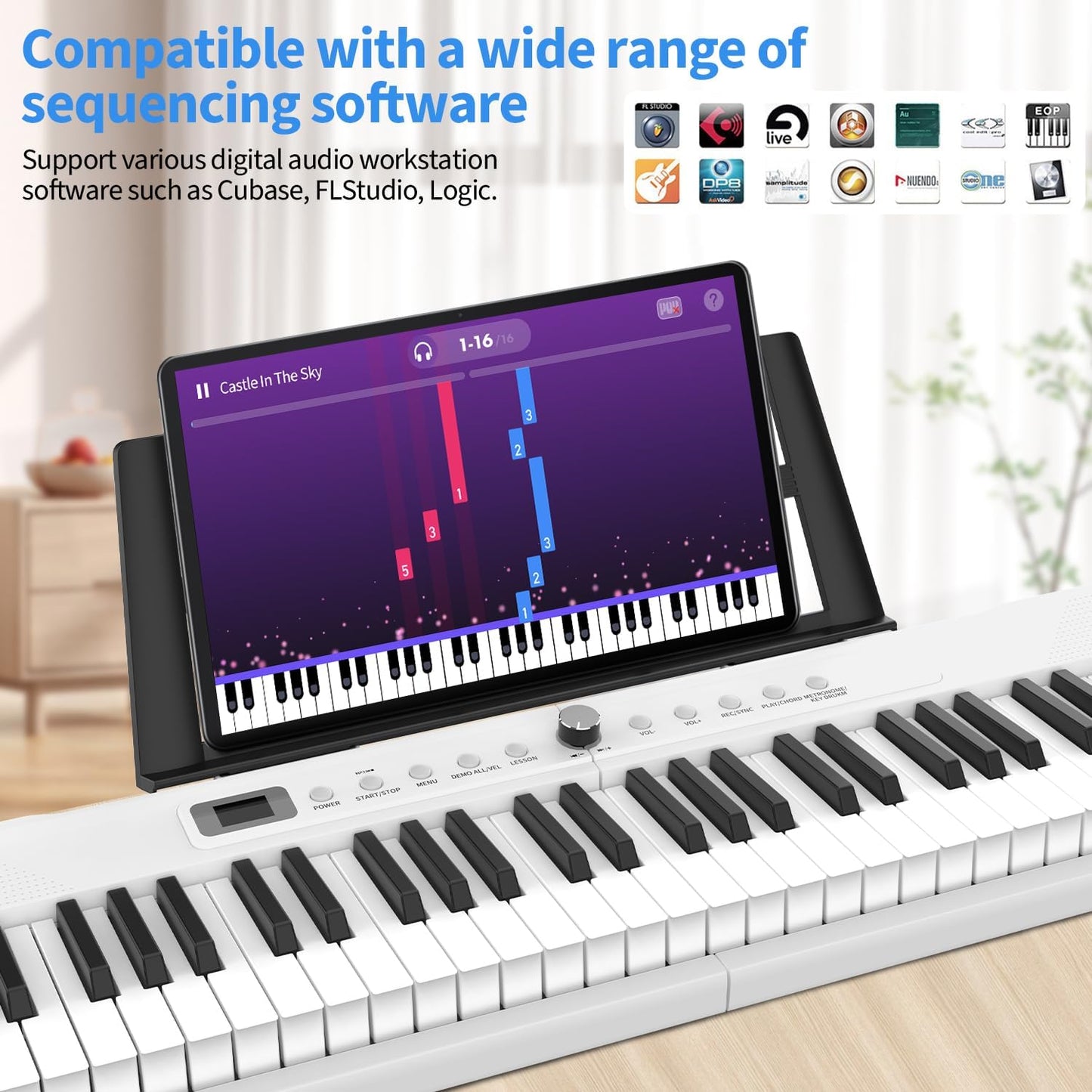 88 Key Piano Keyboard,Beginner Electric Digital Piano with Semi Weighted Keys,Keyboard Piano withSustain Pedal, Power Supply, Stand, Carrying Case,Headphones
