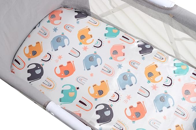 Bassinet Sheet Set 2 Pack Satin Ultra Soft Silk Fit for Rectangle, Hourglass, Oval Bassinet Mattress Protect for Baby Hair and Skin Cradle or Bassinet Sheets, Elephant & Rhino Lion