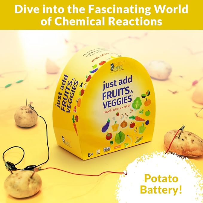 STEM Toys by Griddly Kids – Art & Science Kits for Kids 8-12, STEM Kits for Learning & Education Toy, Chemistry Set for Hands-on Learning, Experiment Gifts for Boys & Girls (Just Add Fruits & Veggies)