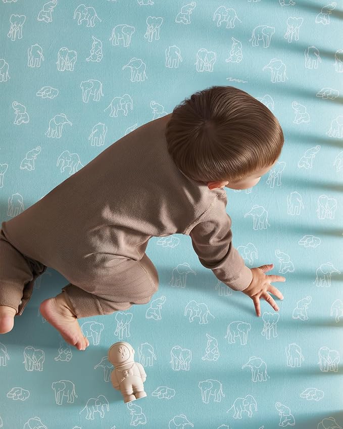 Pack and Play Sheets Fitted 3 Pack, Mini Crib Sheets for Pack N Play Mattress Stretchy Portable Playard Sheets, Soft Breathable Elephant
